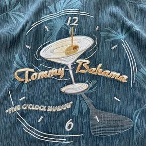 Tommy Bahama Men’s Silk  Embroidered Martini “Five O’clock Shadow” size Medium